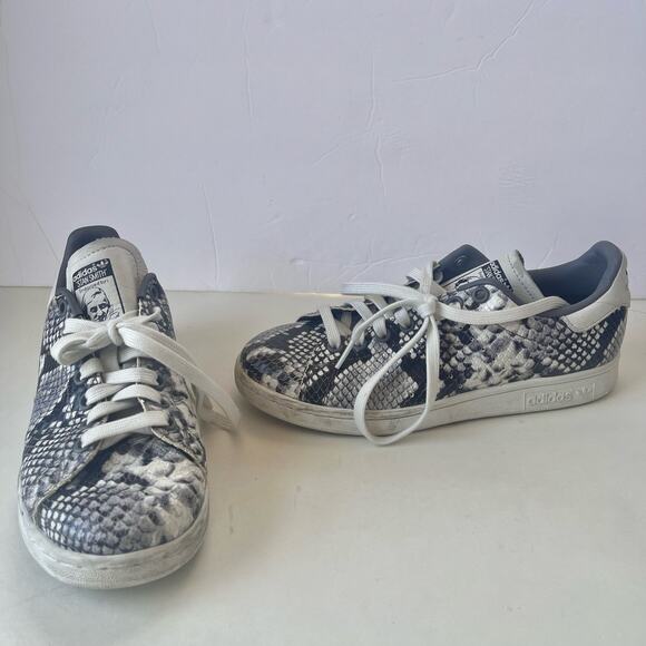 ADIDAS Orignals Stan Smith Snakeskin Lace Up Mens Sneakers Sz 5.5 Black White - Picture 10 of 11